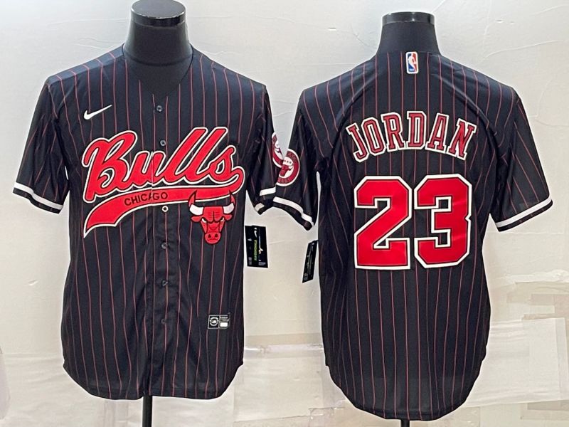 Men Chicago Bulls 23 Jordan Black Stripe 2022 Nike Co branded NBA Jerseys